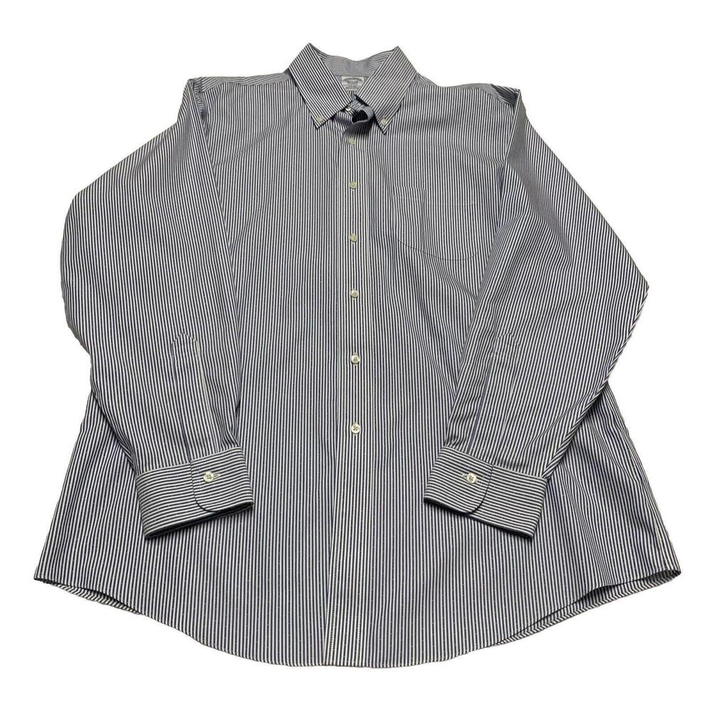 Brooks Brothers Regent Shirt Mens 16 1/2 - 34 Blue Striped Long Sleeve Non-Iron